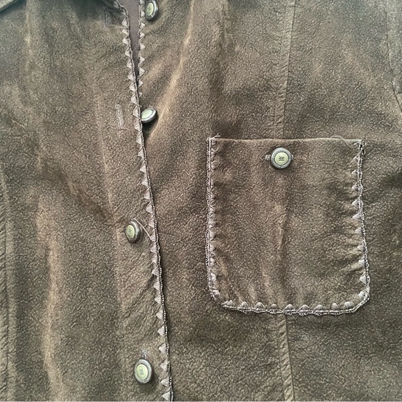Vintage 90s Brown Button-Up Suede Jacket - Picture 5 of 11